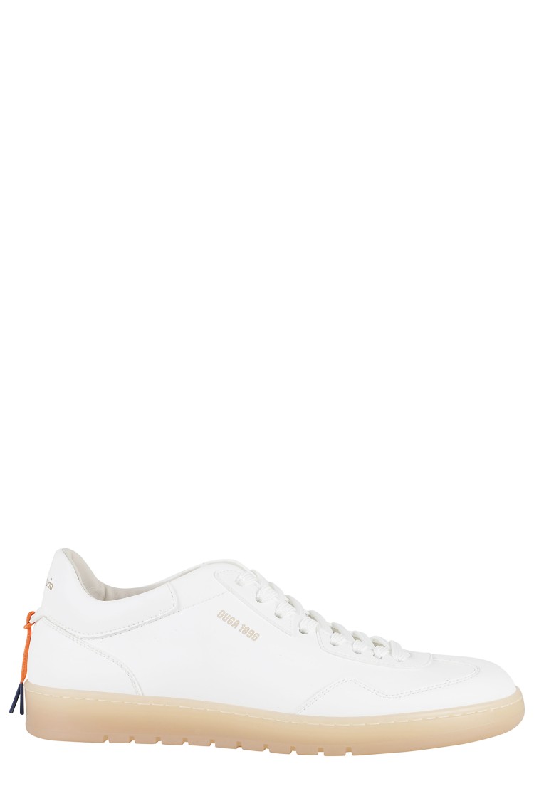 Barracuda Minimalist Leather Sneakers With Contrasting Heel Tab In Neutrals