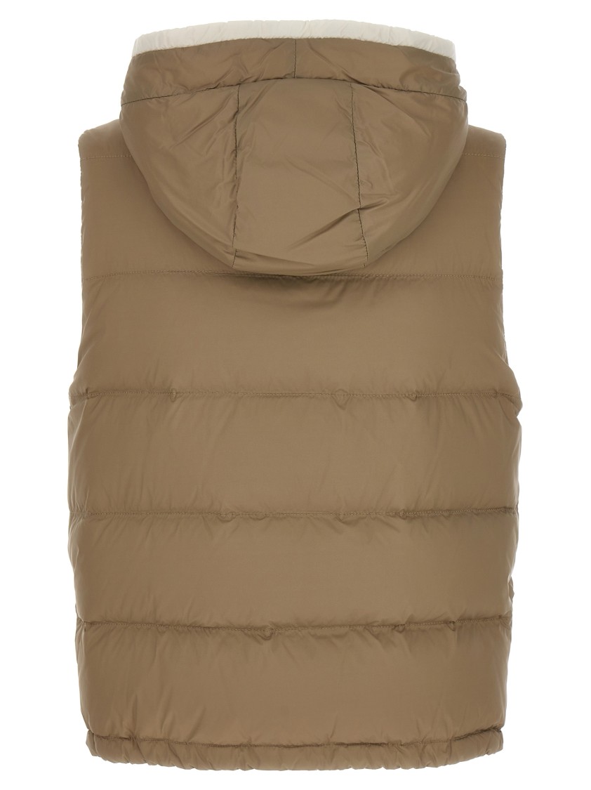 Brunello Cucinelli Goose Feather Padded Vest With Hood