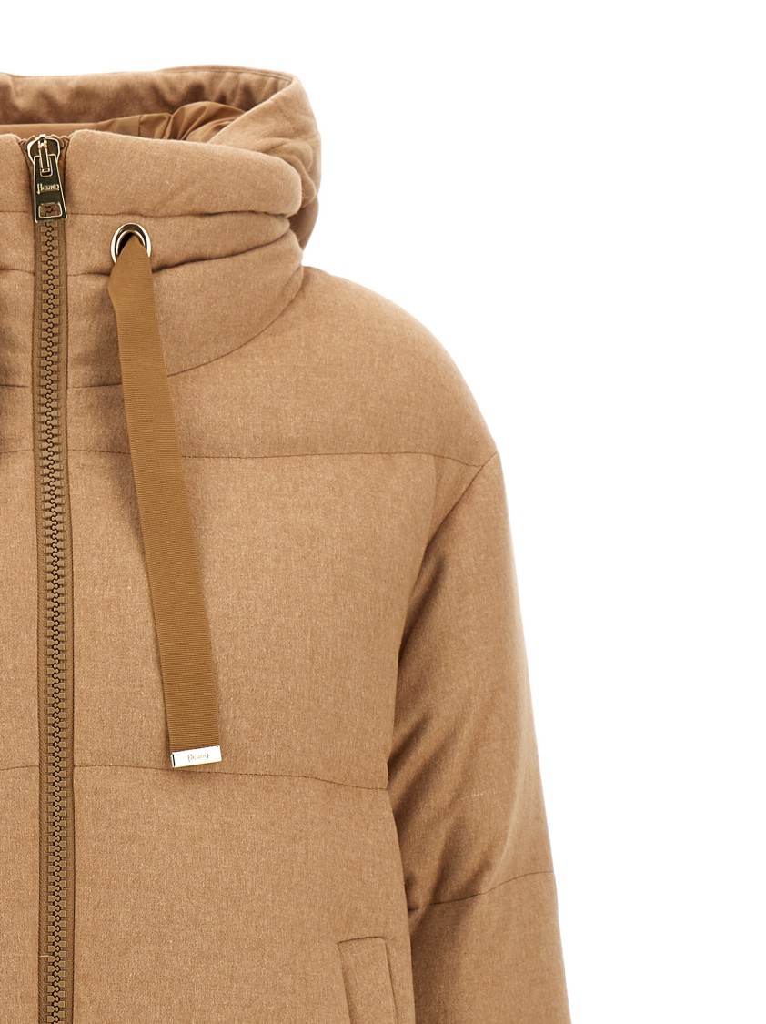 Herno Down Jacket With Hood And Quilted Design In Brown