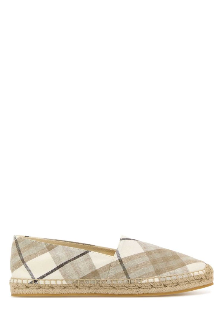 Burberry Embroidered Canvas Mews Check Espadrilles In Neutral