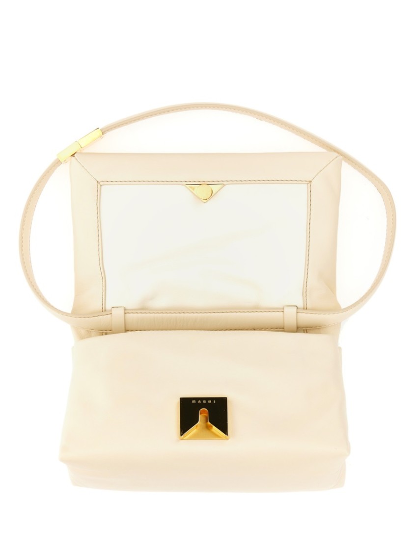Marni Small Prism Bag With Minimalist Design And Adjustable Strap In White