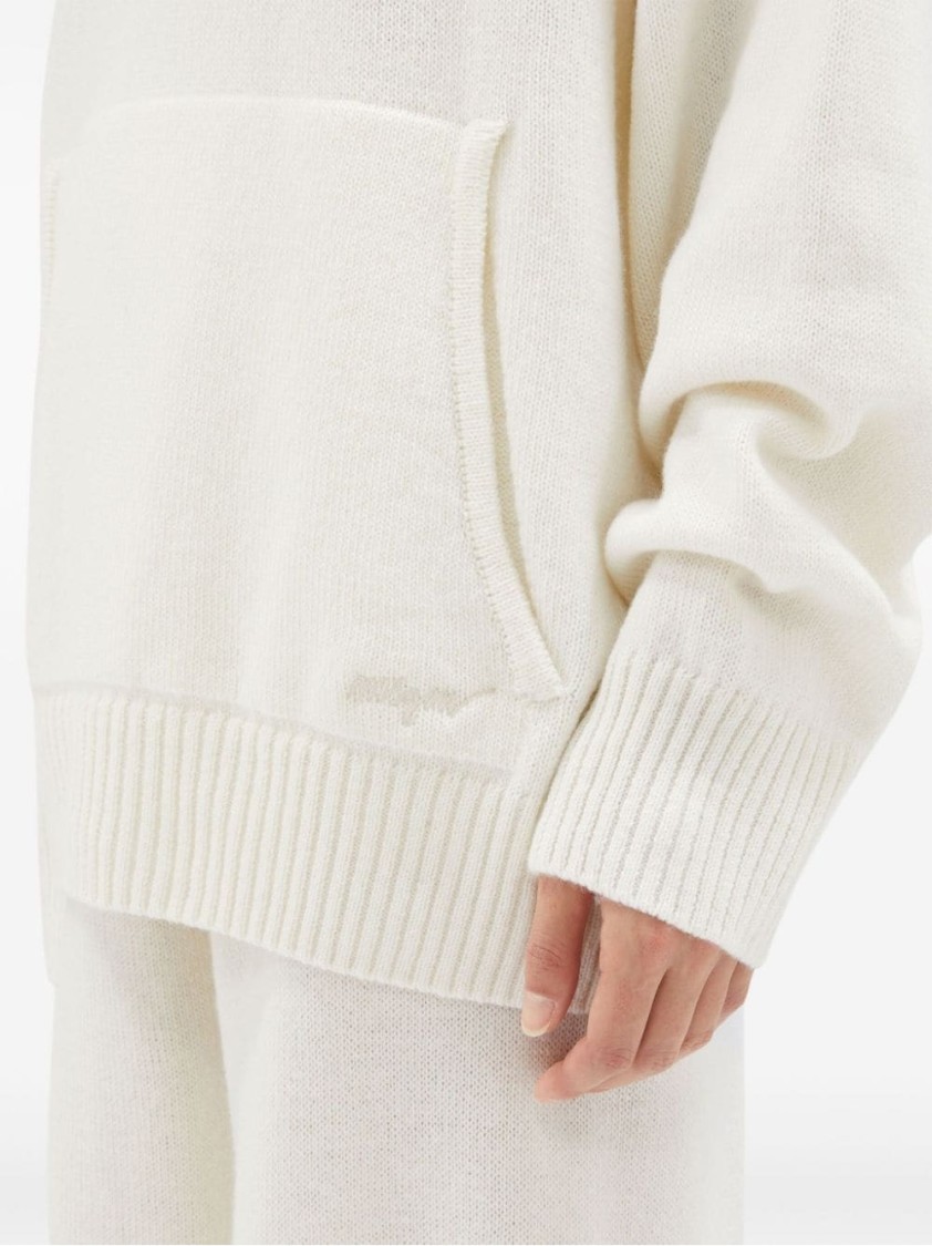 Msgm Oversized Wool-cashmere Sweater With Hood In White