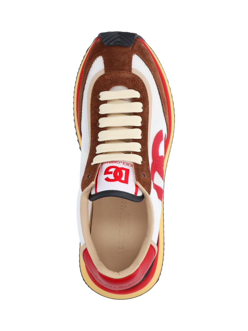 Dolce & Gabbana Mesh And Suede Dg Cushion Sneakers In White