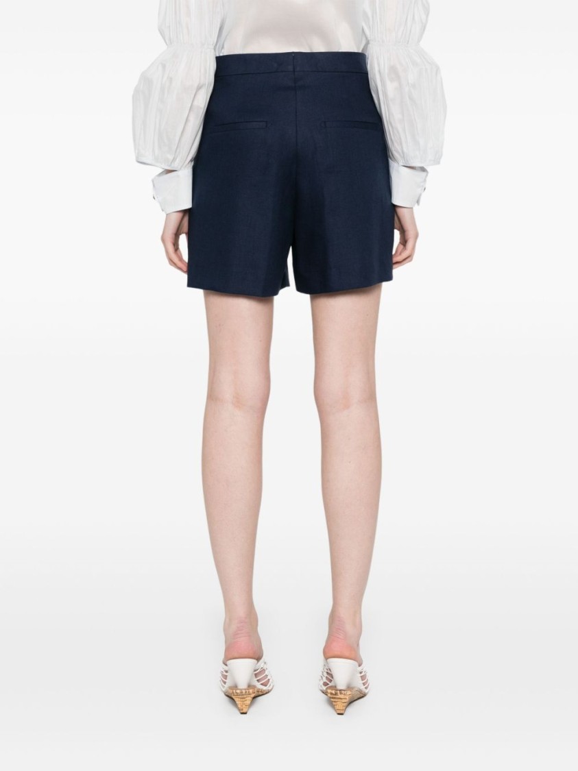 Tagliatore Navy Blue Linen Tailored Belle Shorts