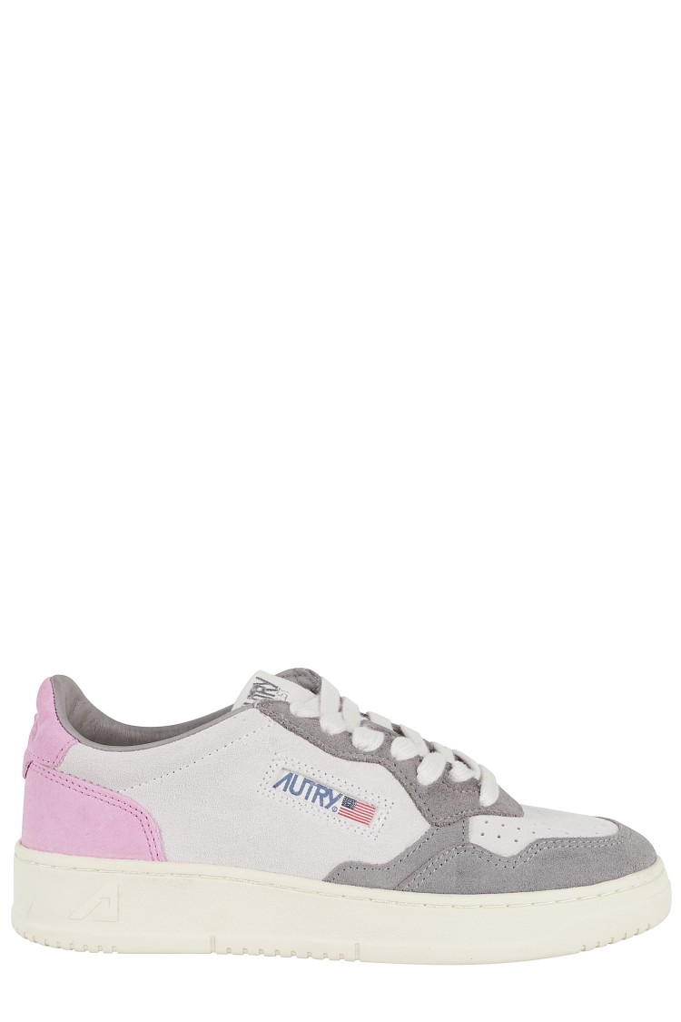 Shop Autry Medalist Light Grey Suede Sneakers In White