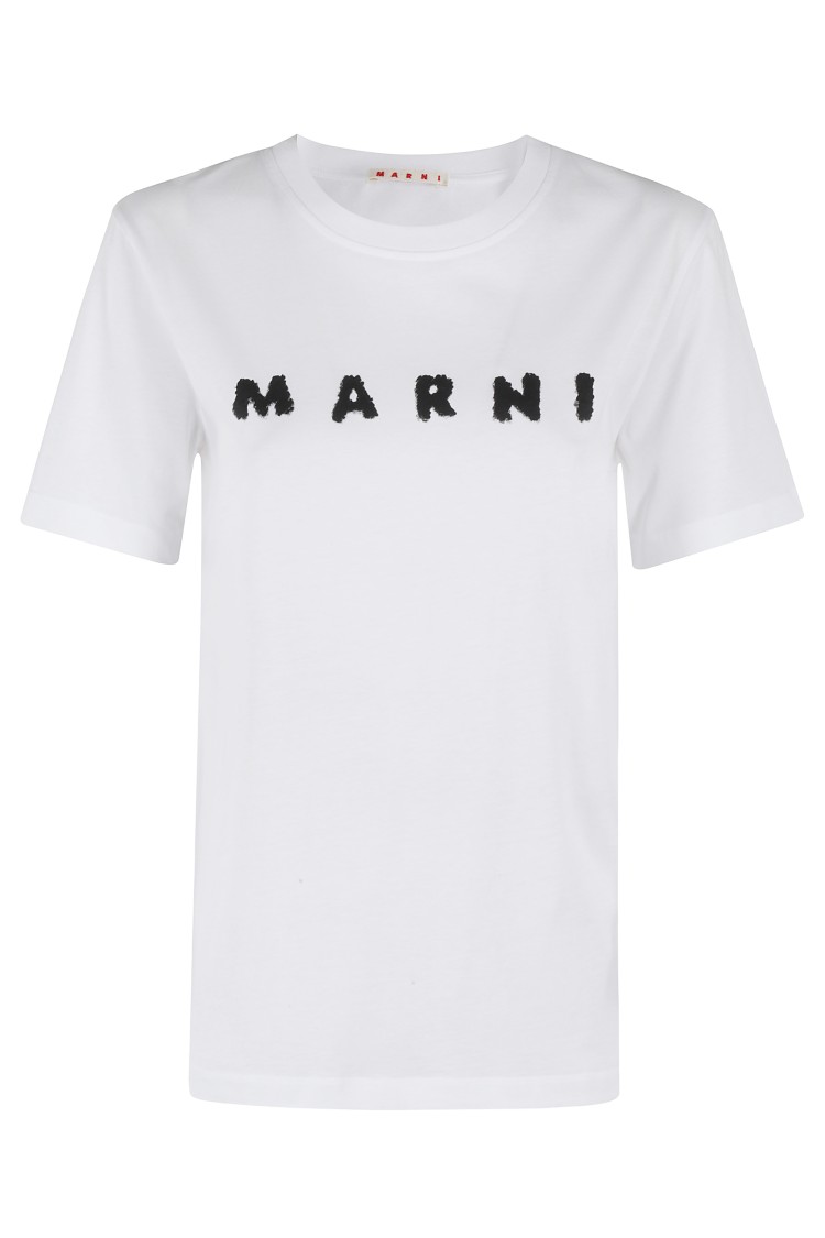 Marni Classic Short-sleeve T-shirt With Scribbled Logo In White