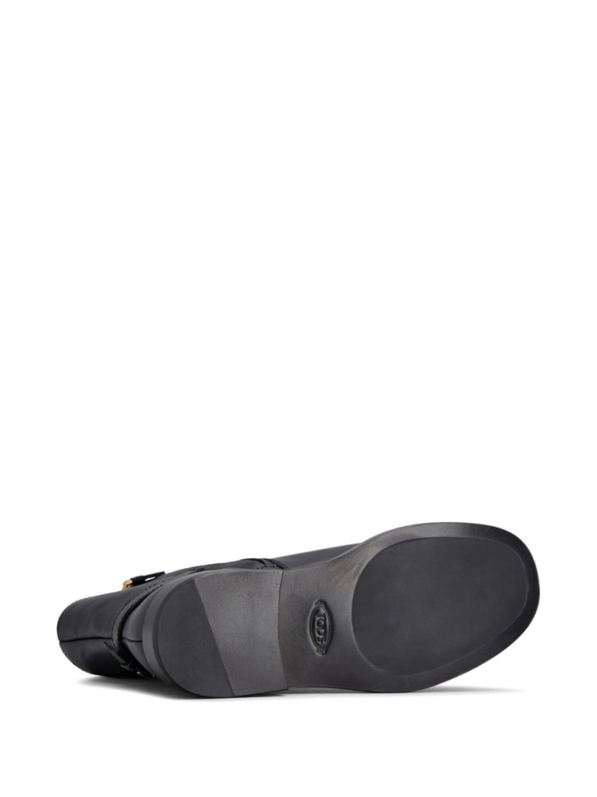 Tod's Minimalist Black Ankle Boots With Gold Accent In Black