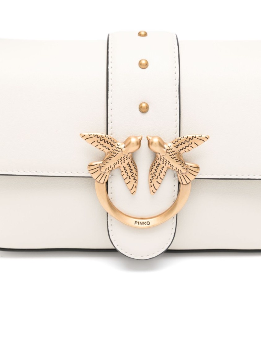 Pinko Soft White Leather Shoulder Bag