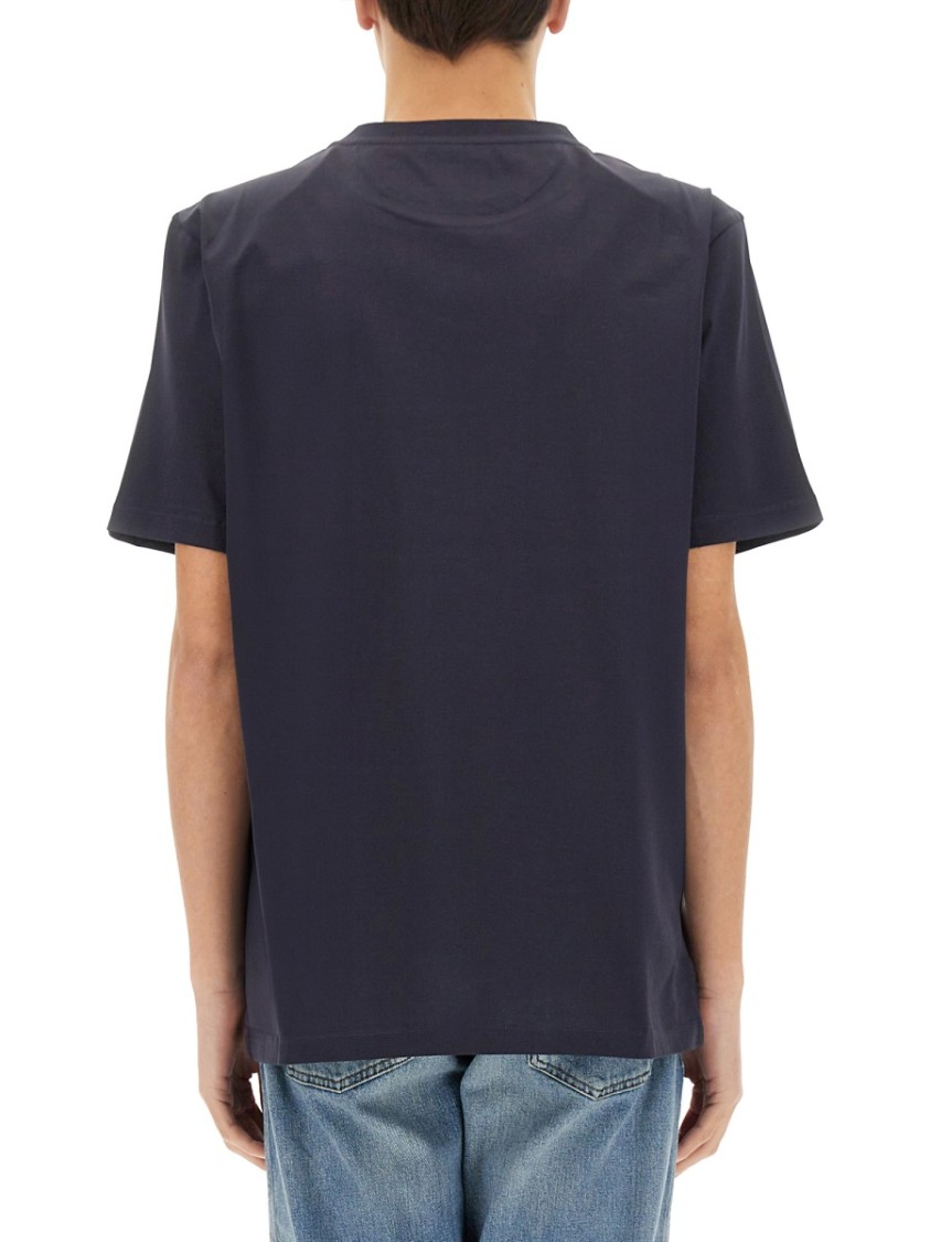 Shop Paul Smith Relaxed Fit Black Cotton T-shirt In Blue