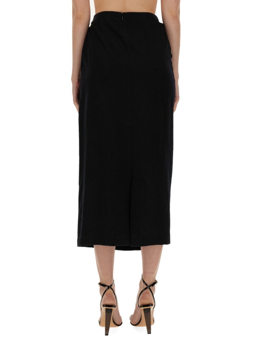 Alysi Draped Knot-detail Midi Skirt In Black