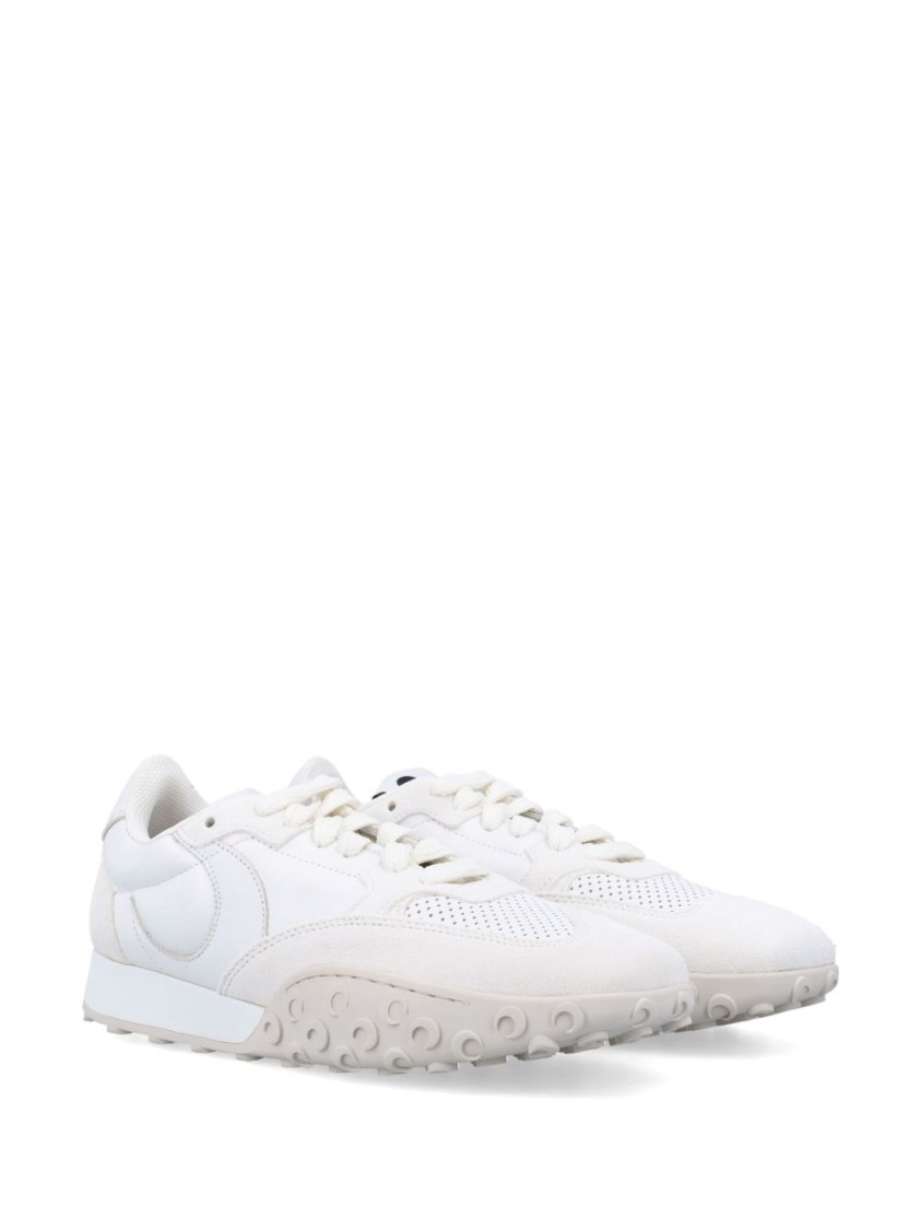 Marine Serre Premium Leather White Sneakers With Textured Design In White