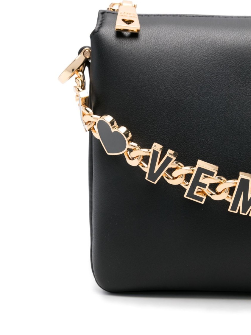 Shop Love Moschino Compact Black Shoulder Bag With Gold Chain Strap