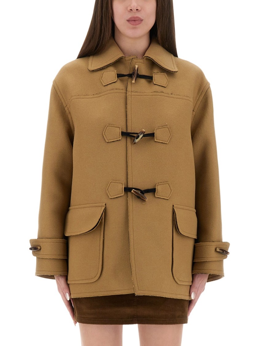 Moschino Classic Duffle Jacket With Toggle Closures In Brown