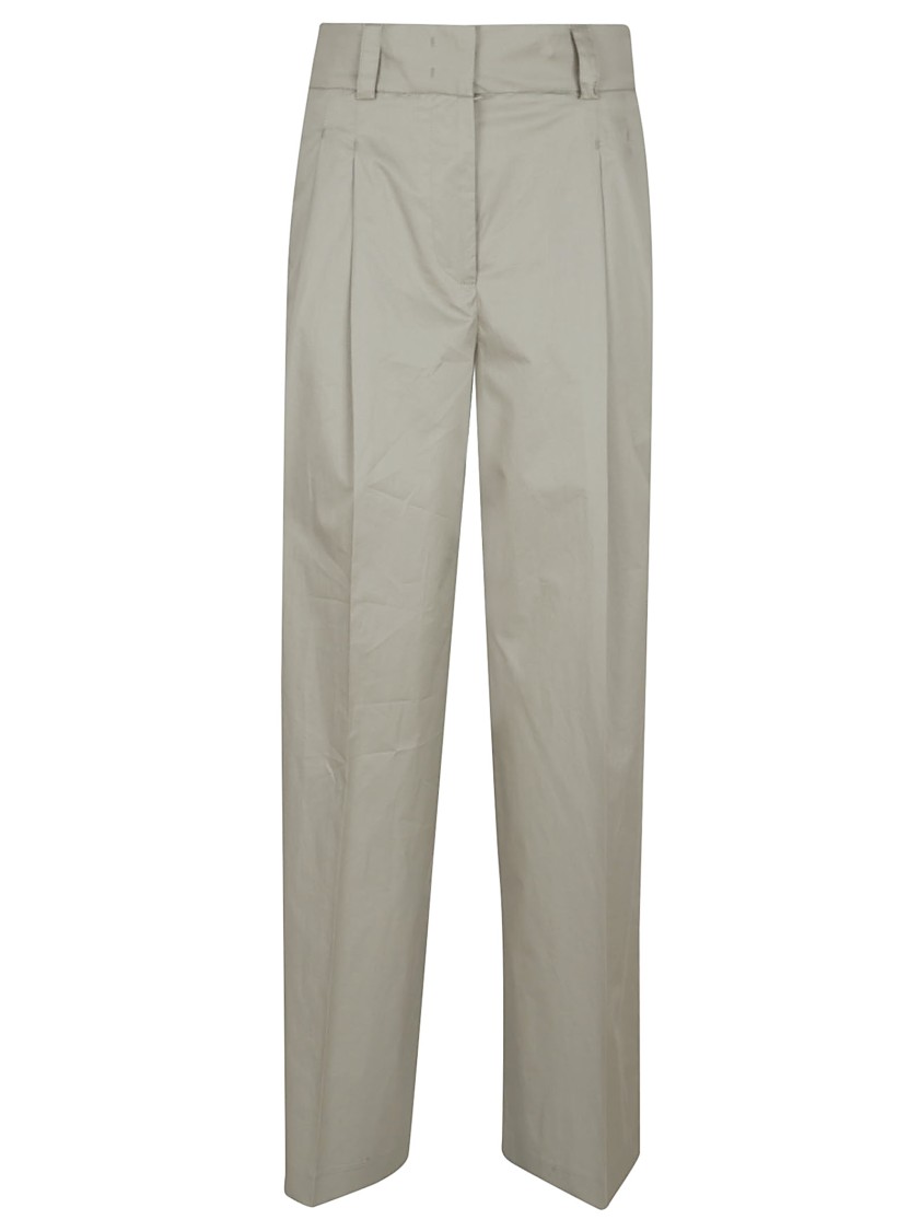 Peserico High-waisted Tailored Cotton Trousers In Green