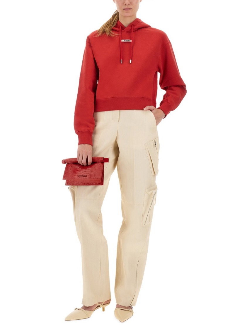 Jacquemus Hoodie With Logo Patch In Red