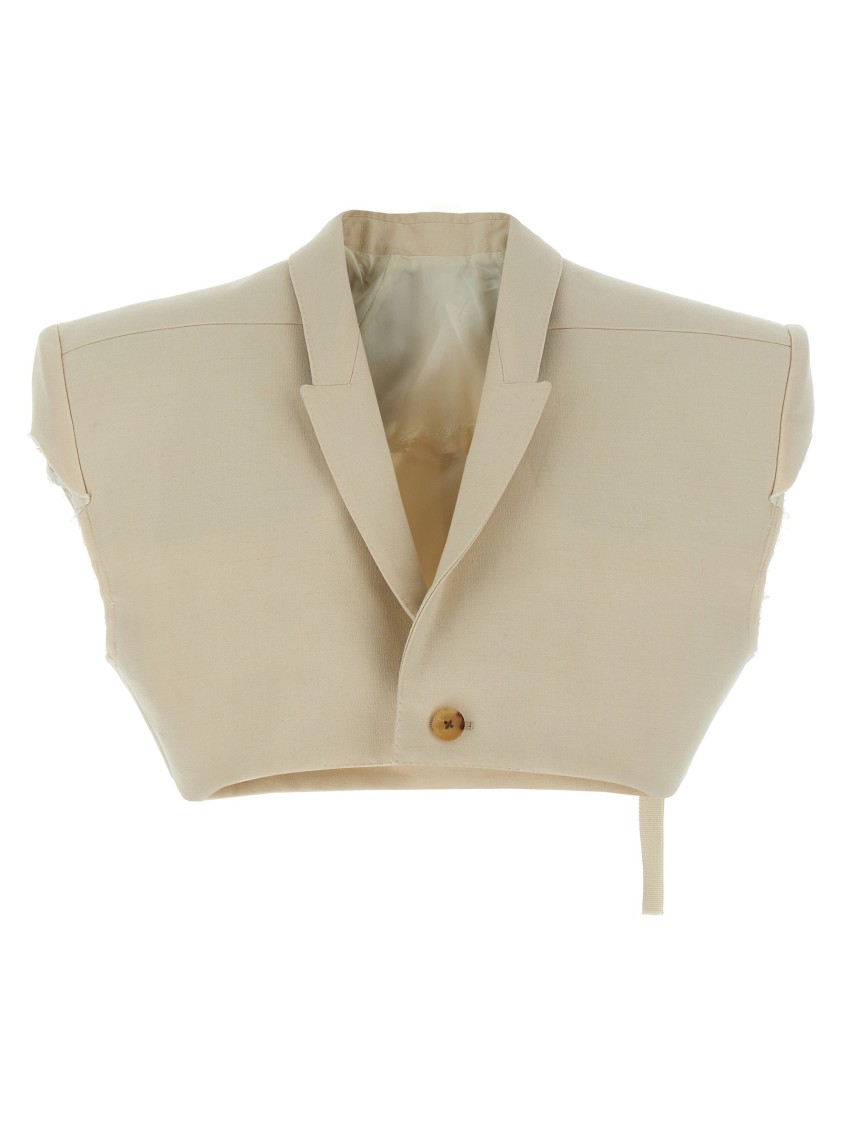 Rick Owens Cropped Wool Blend Cotton Vest In Neutral
