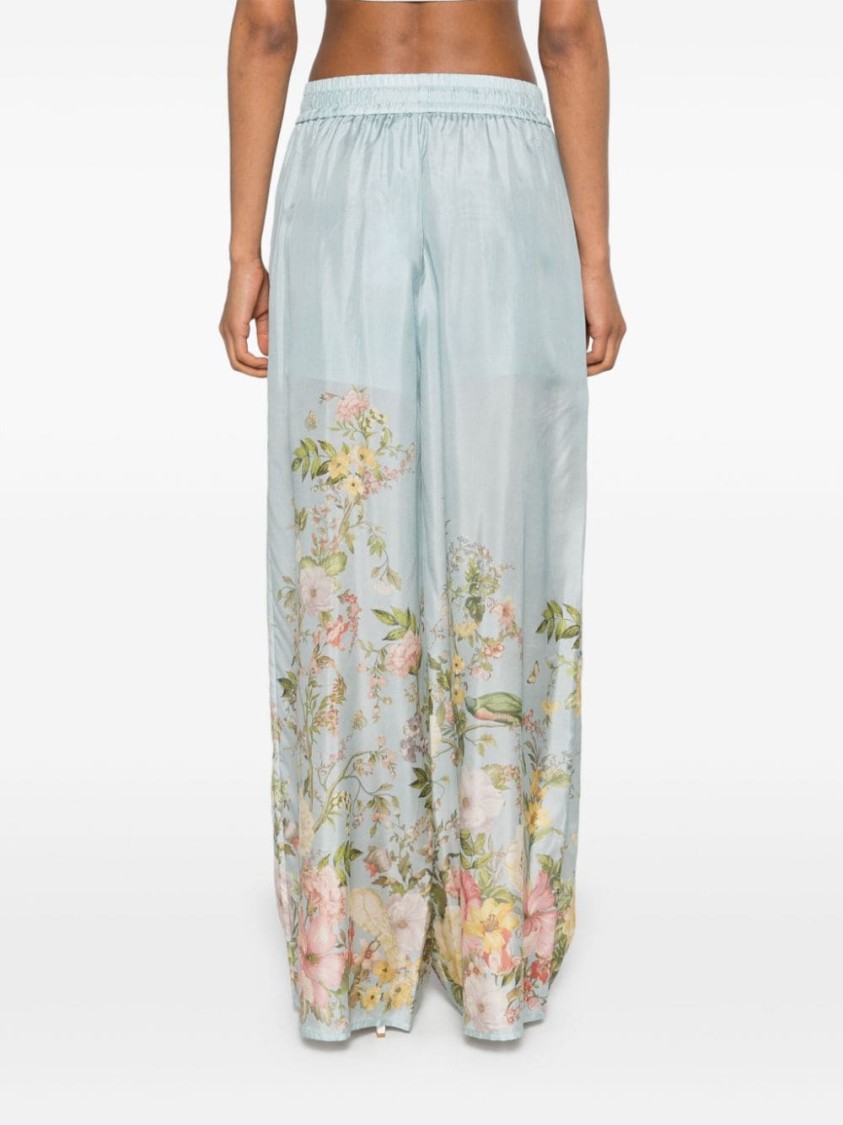 Shop Zimmermann Light Blue Wide-leg Pants