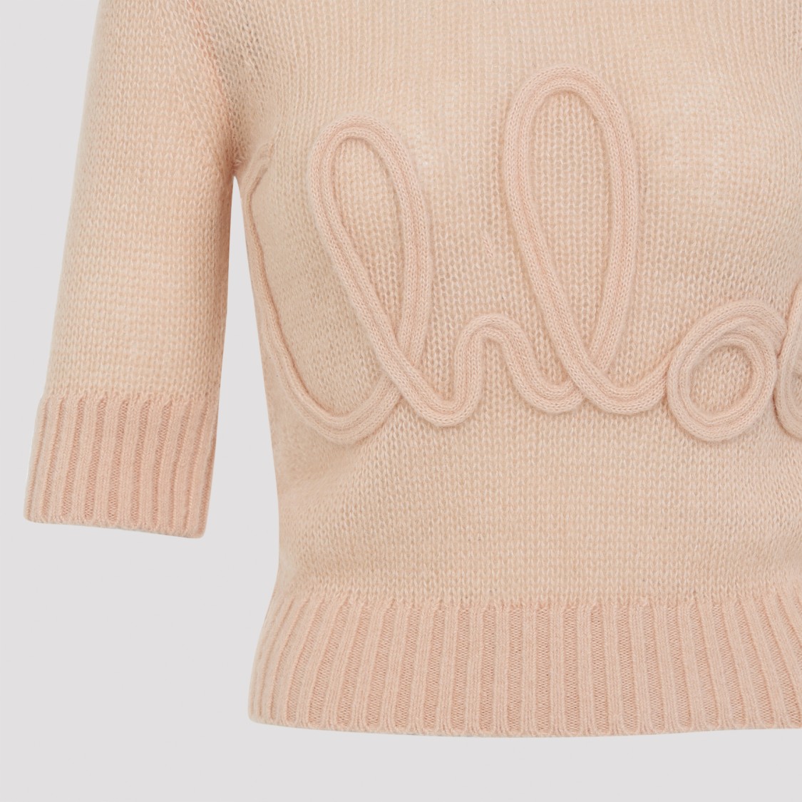 Chloé Wool And Silk Logo-applique Top In Pink