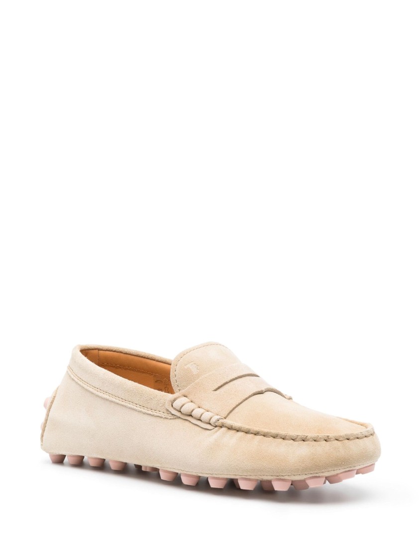Tod's Gommino Bubble Suede Mocasins In Neutral