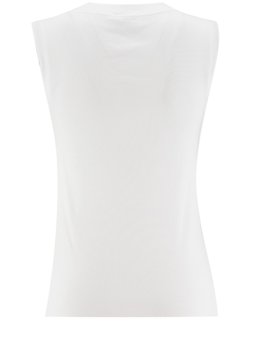 Peserico Sleeveless Cotton Top With Striking V-neckline