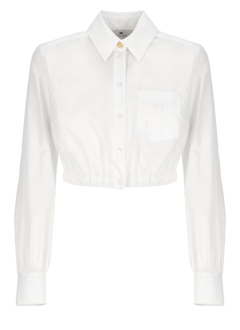 Elisabetta Franchi White Cotton Cropped Shirt In White