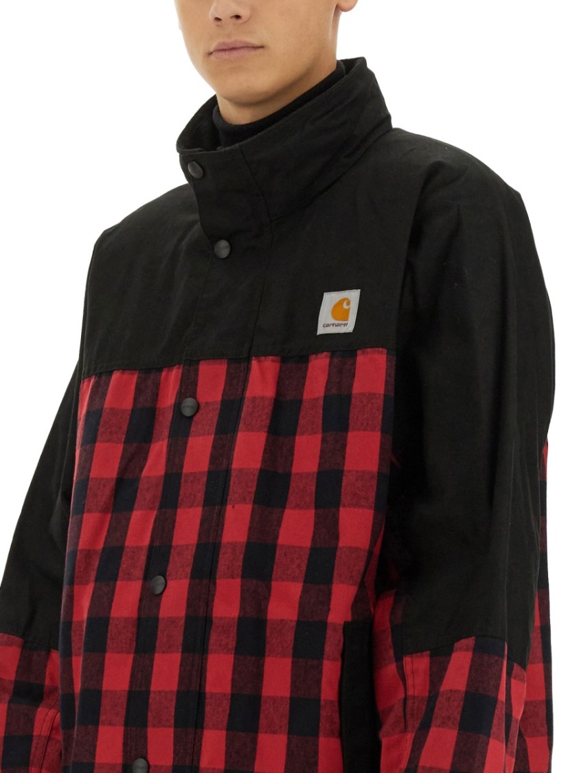 Shop Junya Watanabe Checkered Cotton Jacket In Black