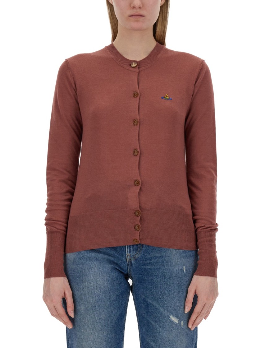 Vivienne Westwood Cardigan With Tailored Button-down Front And Logo Embroidery