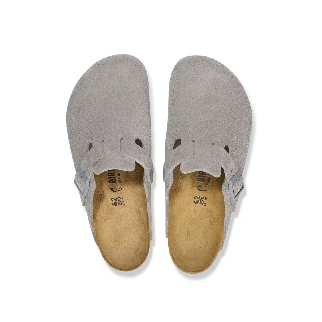 Shop Birkenstock Grey Suede Clogs With Anatomical Footbed