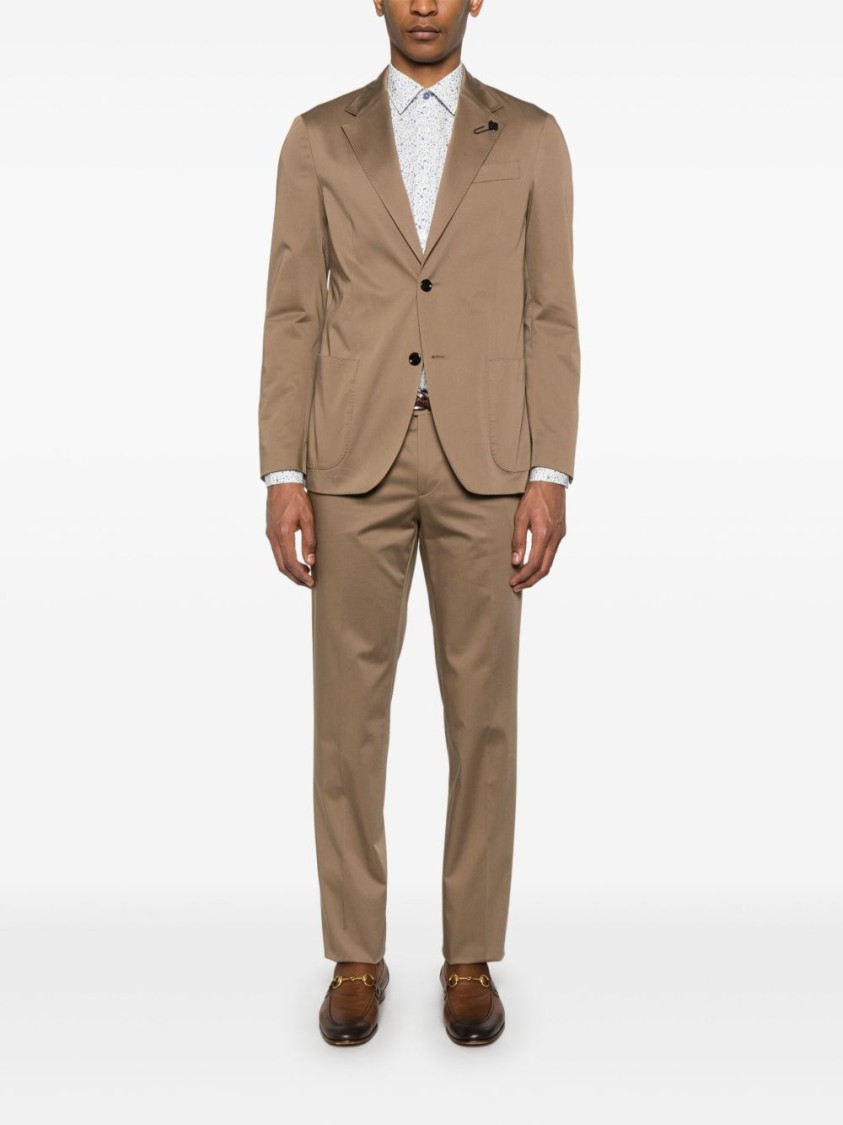 Lardini Camel Brown Cotton Blended Suit