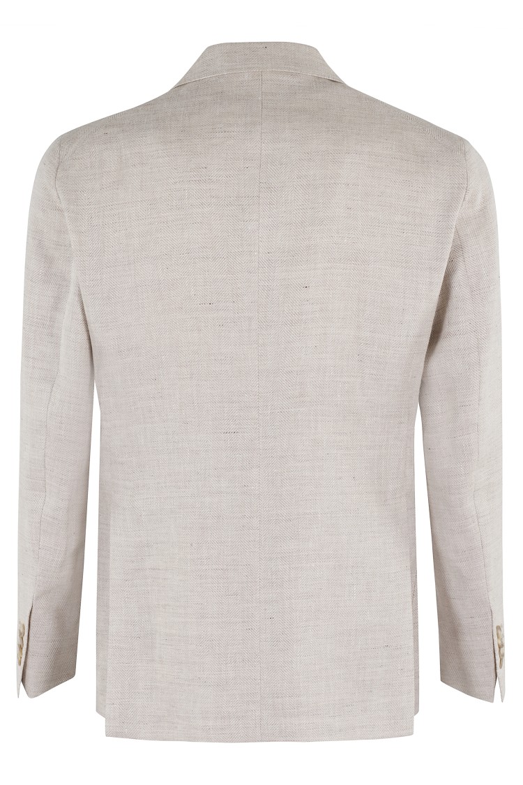 TAGLIATORE TAGLIATORE SINGLE BREASTED HERRINGBONE WOOL LINEN LANCE JACKET