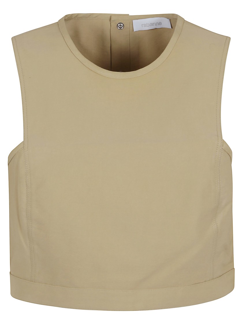 Rabanne Back Bow Sleeveless Cropped Crew Neck Top