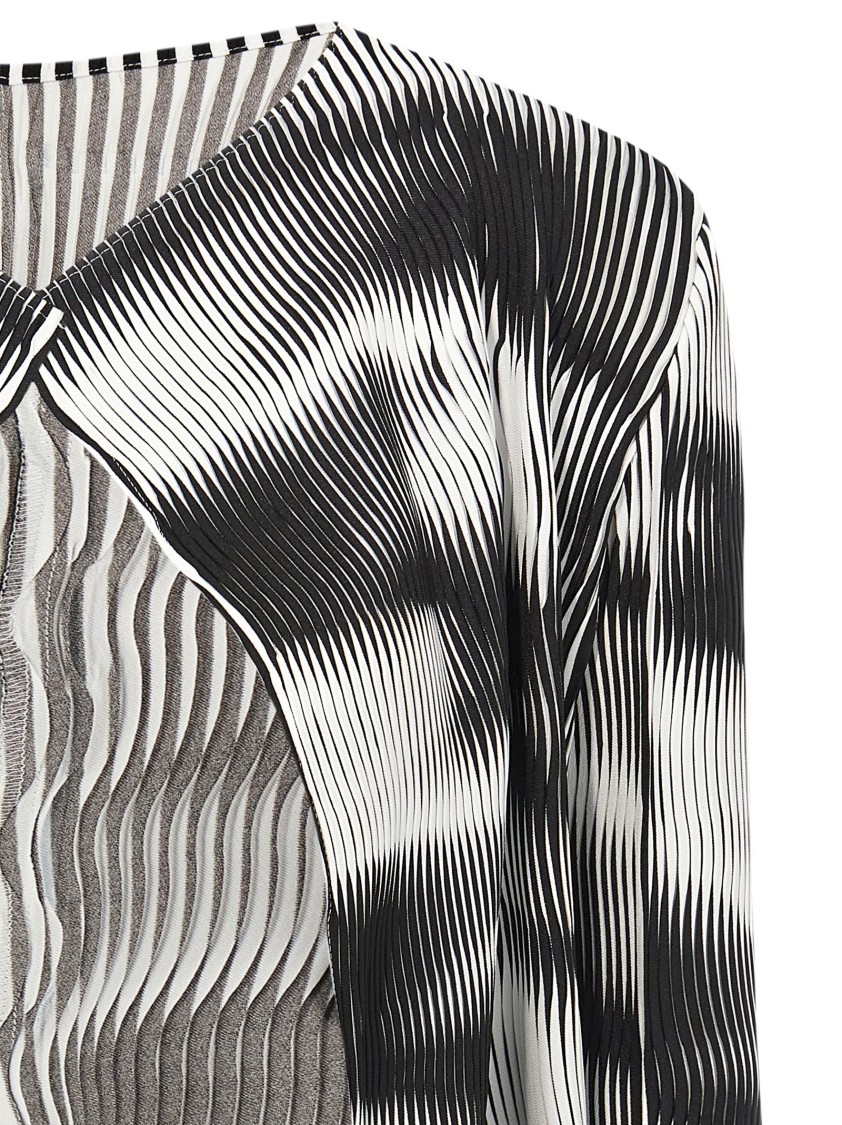 Issey Miyake Sway Pleats Printed Cardigan In Black