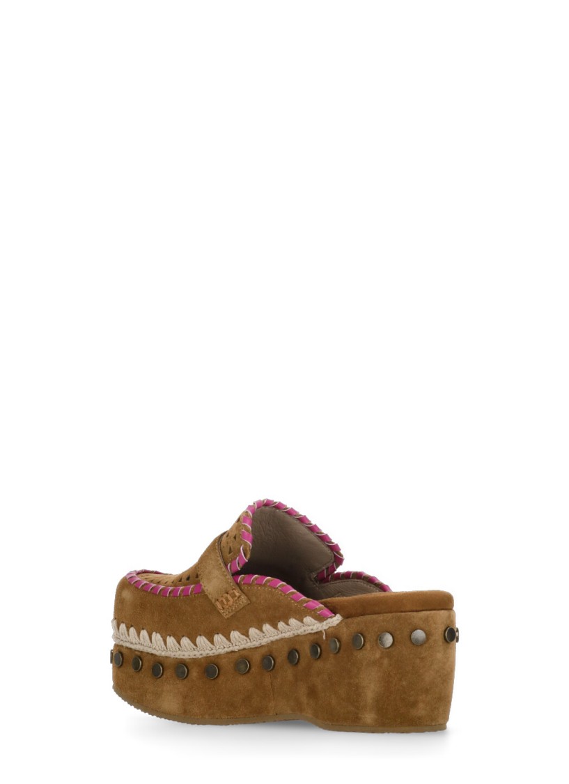 MOU MOU BROWN SUEDE LEATHER SABOT 