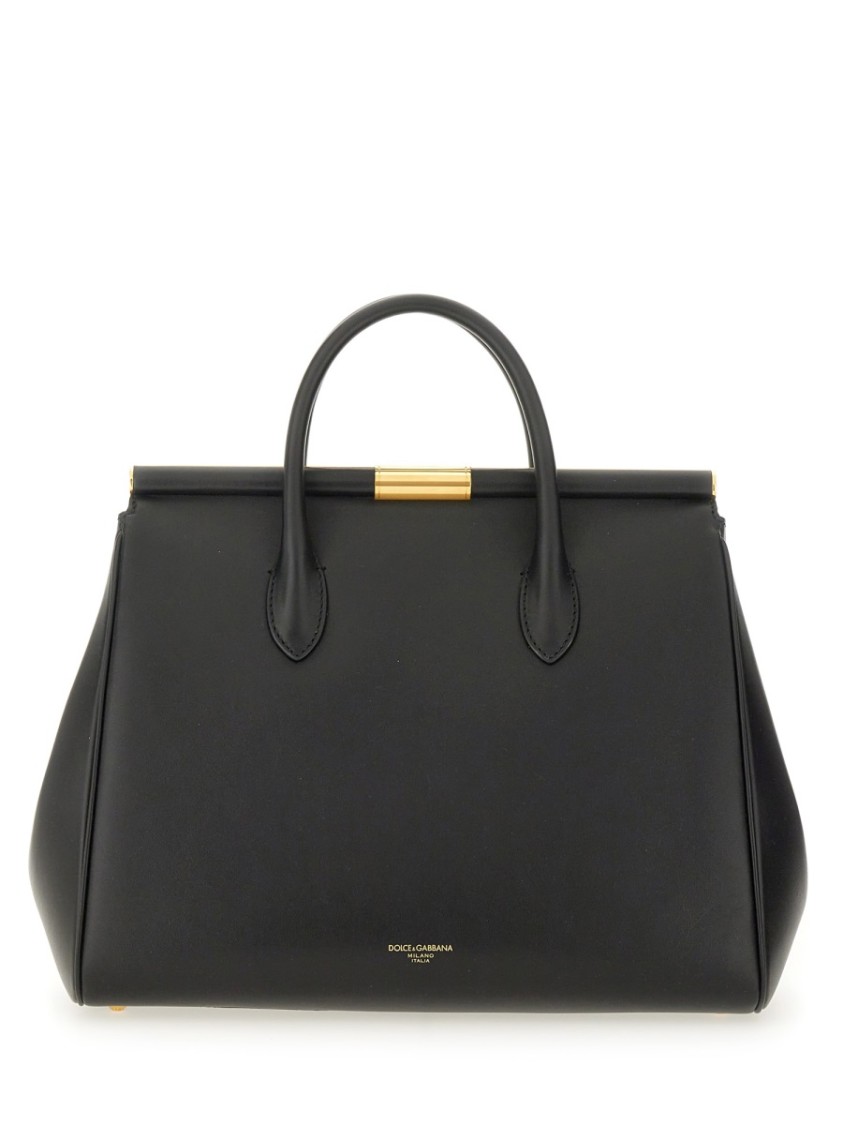 Dolce & Gabbana Structured Leather Shoulder Bag Padlock In Black