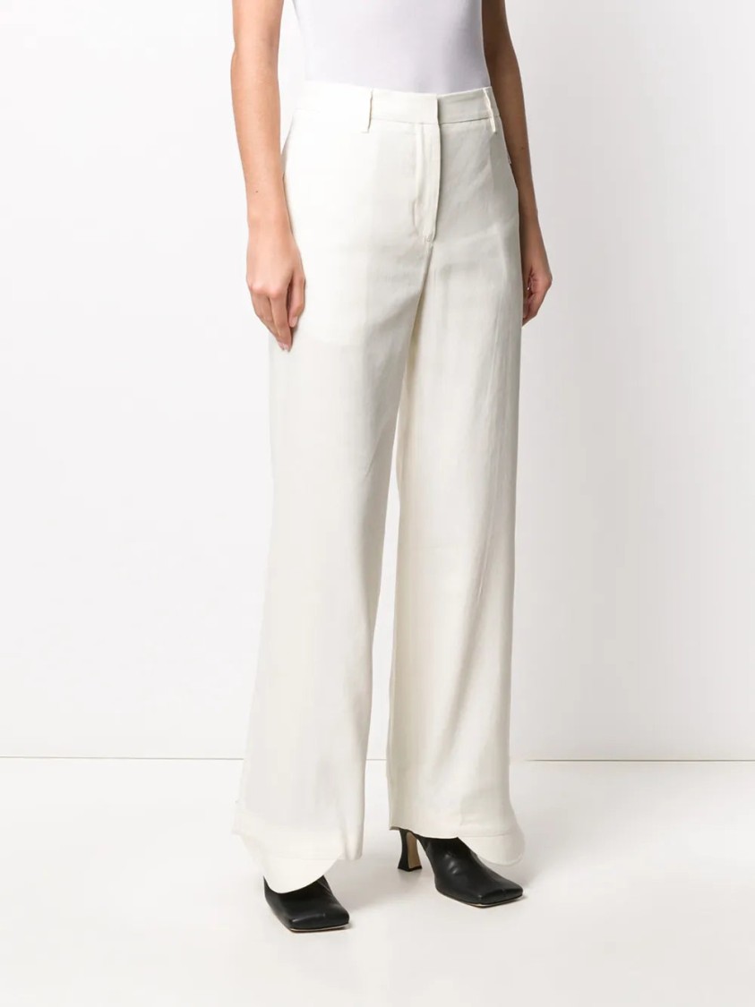 Off-white Flared Curved Cuff Trousers In Neutral