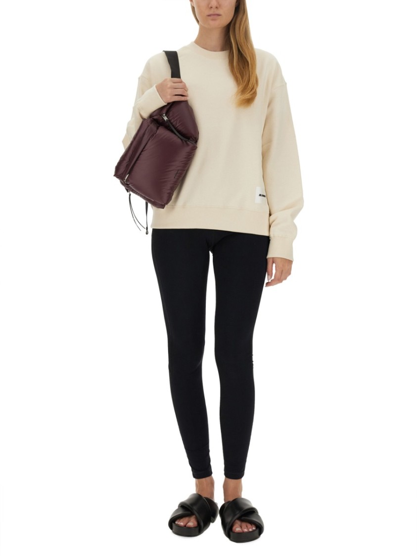Jil Sander Oversized Cotton Sweatshirt With Subtle Logo Patch In Neutrals