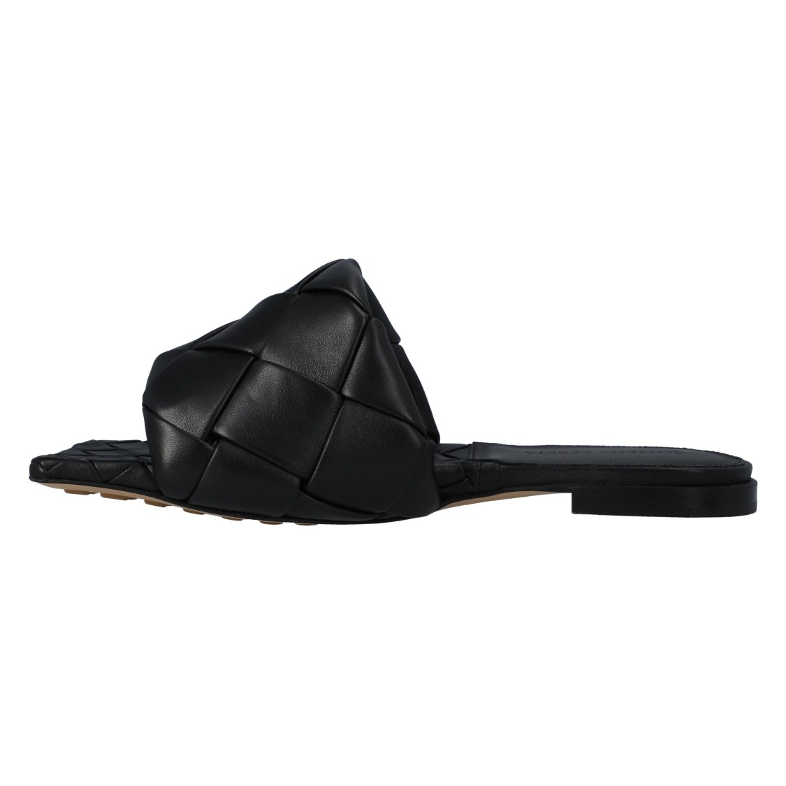 Bottega Veneta The Lido Leather Flat Sandals In Black