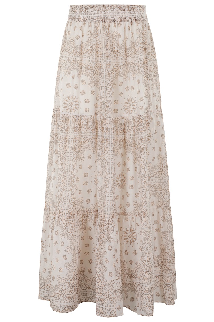 MC2 SAINT BARTH MC2 SAINT BARTH TIERED MAXI SKIRT IN PRINTED SILK VOILE