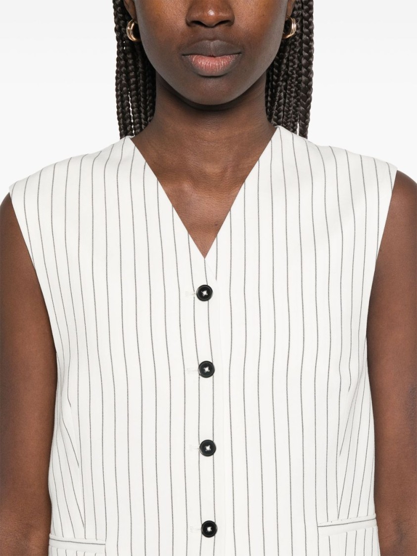 Loulou Studio White Striped Waistcoat In White