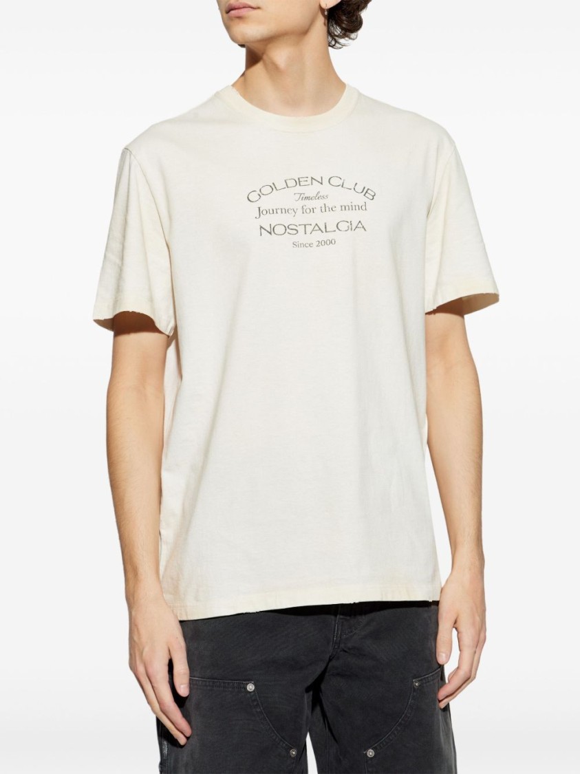 Shop Golden Goose Vintage-inspired White T-shirt With Relaxed Fit