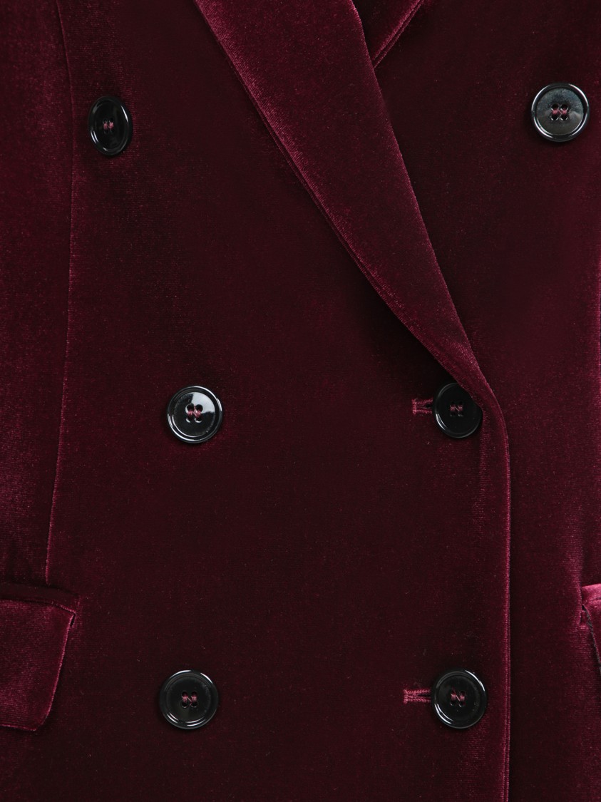 Shop Blanca Vita Burgundy Double-breasted Velvet Jacket