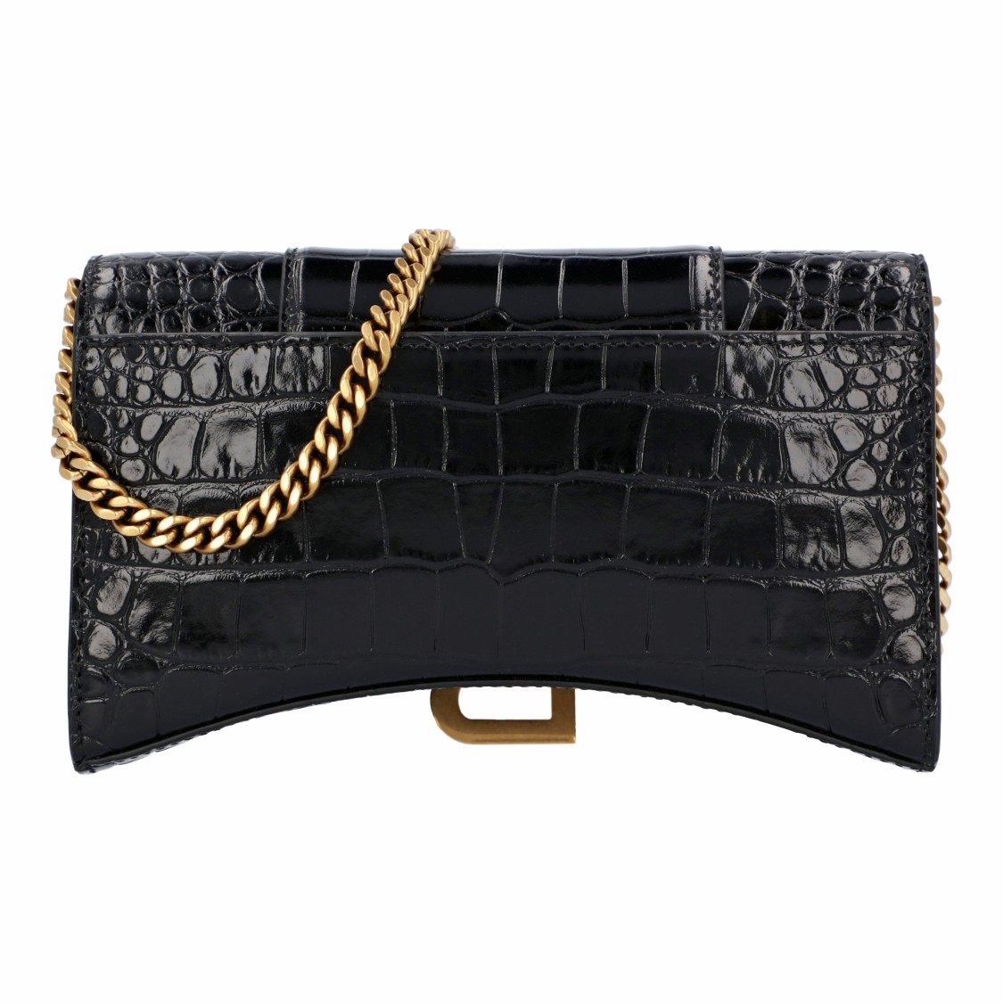 Balenciaga Hourglass Wallet On Chain Crocodile Embossed