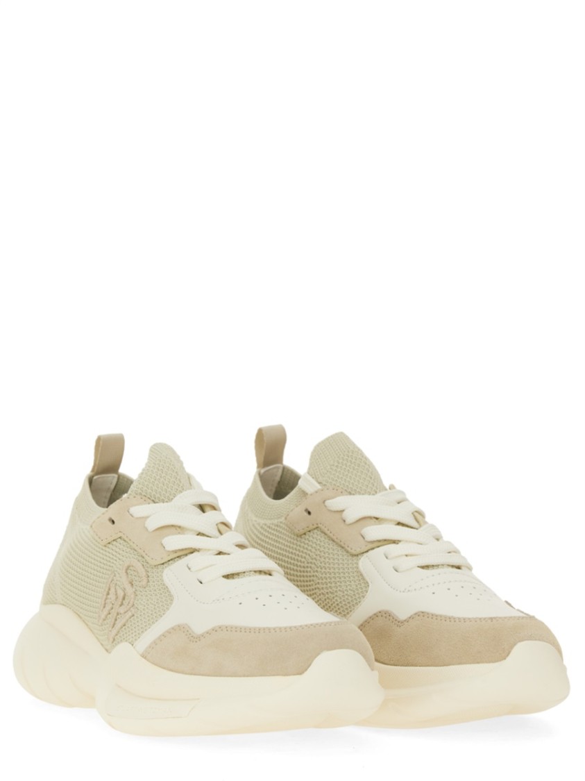 STUART WEITZMAN STUART WEITZMAN TEXTURED MESH AND LEATHER SNEAKERS WITH CHUNKY SOLE 