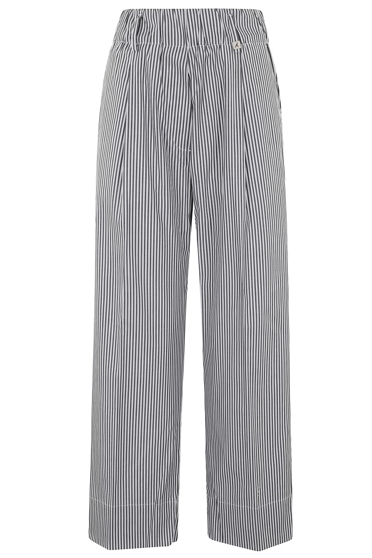 Myths Lightweight Striped Pants With Elasticized Waistband In Gray