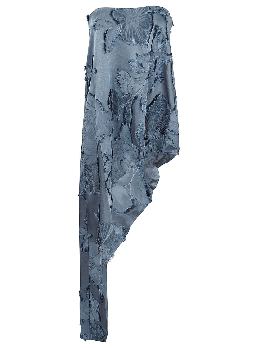 Etro Light Blue Fringed-effect Asymmetric Top In Blue