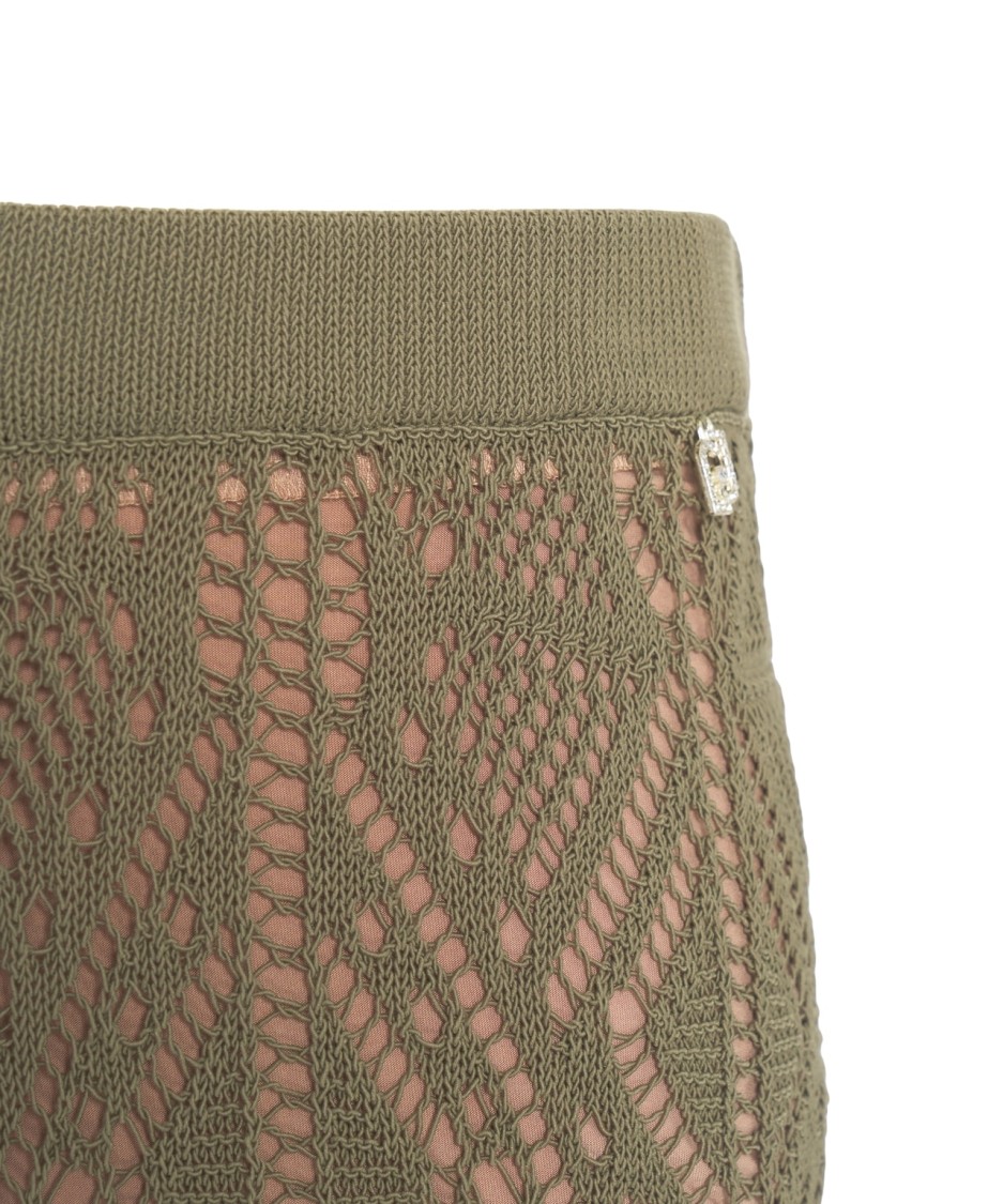 Shop Liu •jo Liu Jo Flared Cropped Crochet Pants With Rhinestone Detail