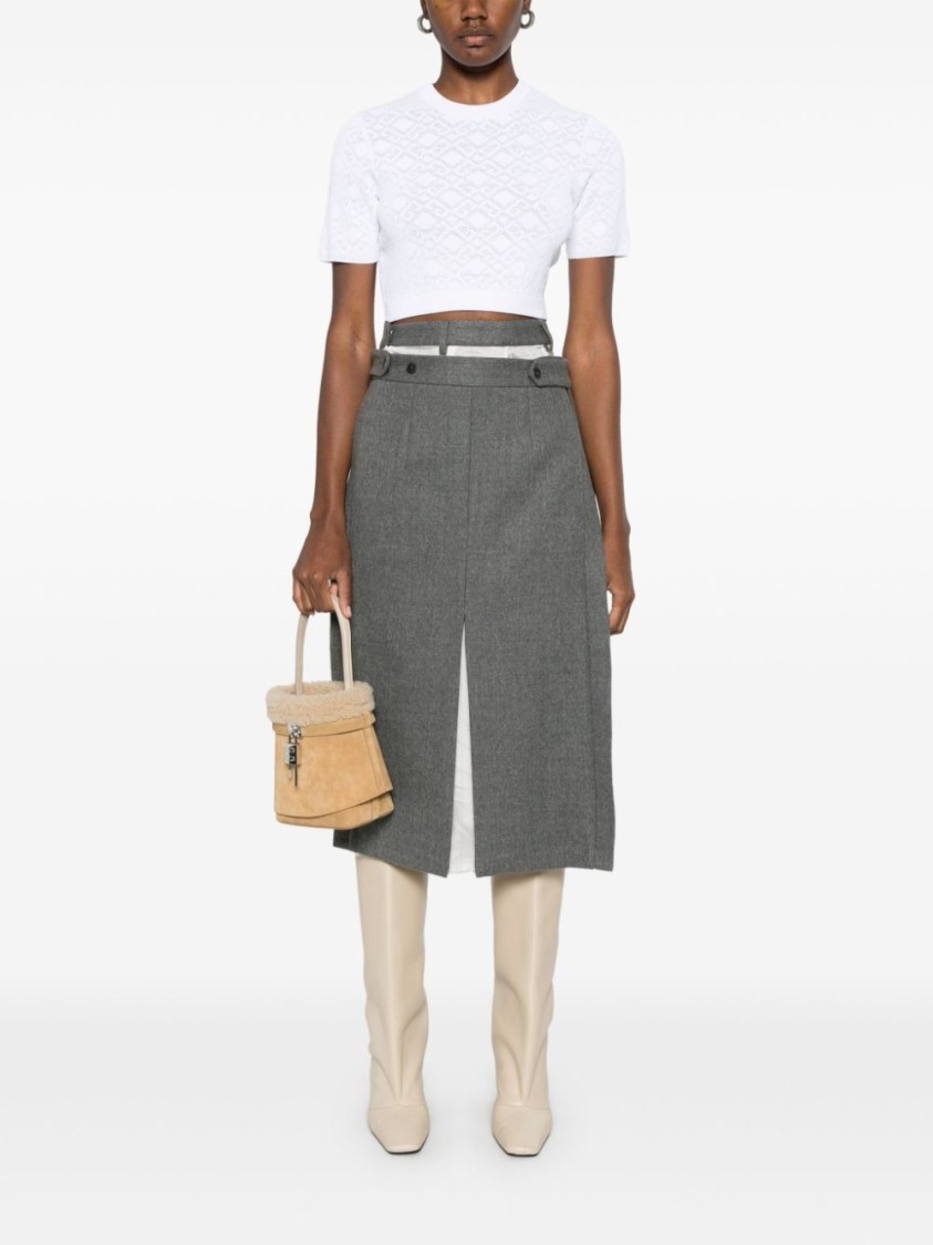 Givenchy Cropped Diamond-pattern T-shirt With Classic Crew Neck In White