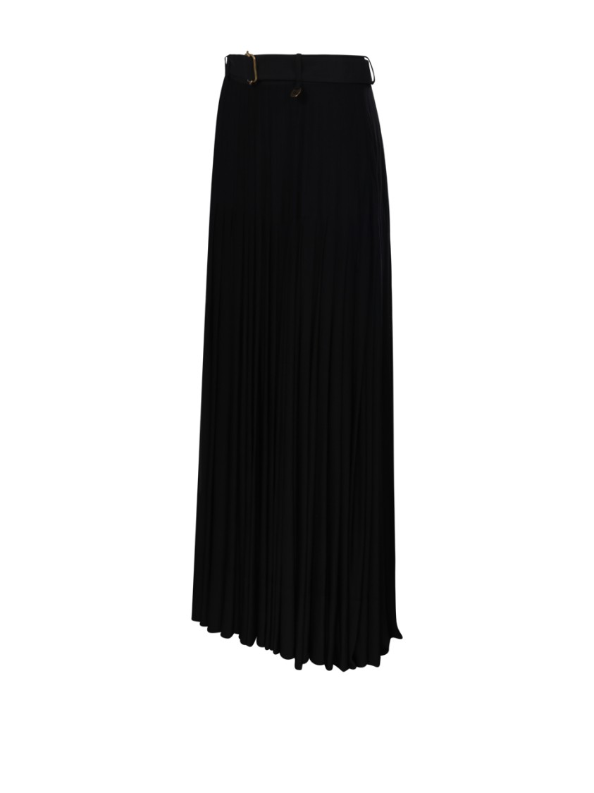 Burberry Bar Pleated Maxi Skirt With Belt In Black