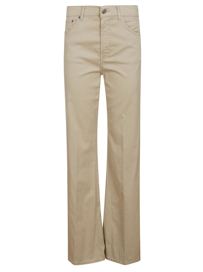 Dondup Wide Leg Trousers With Five Pockets In Neutral