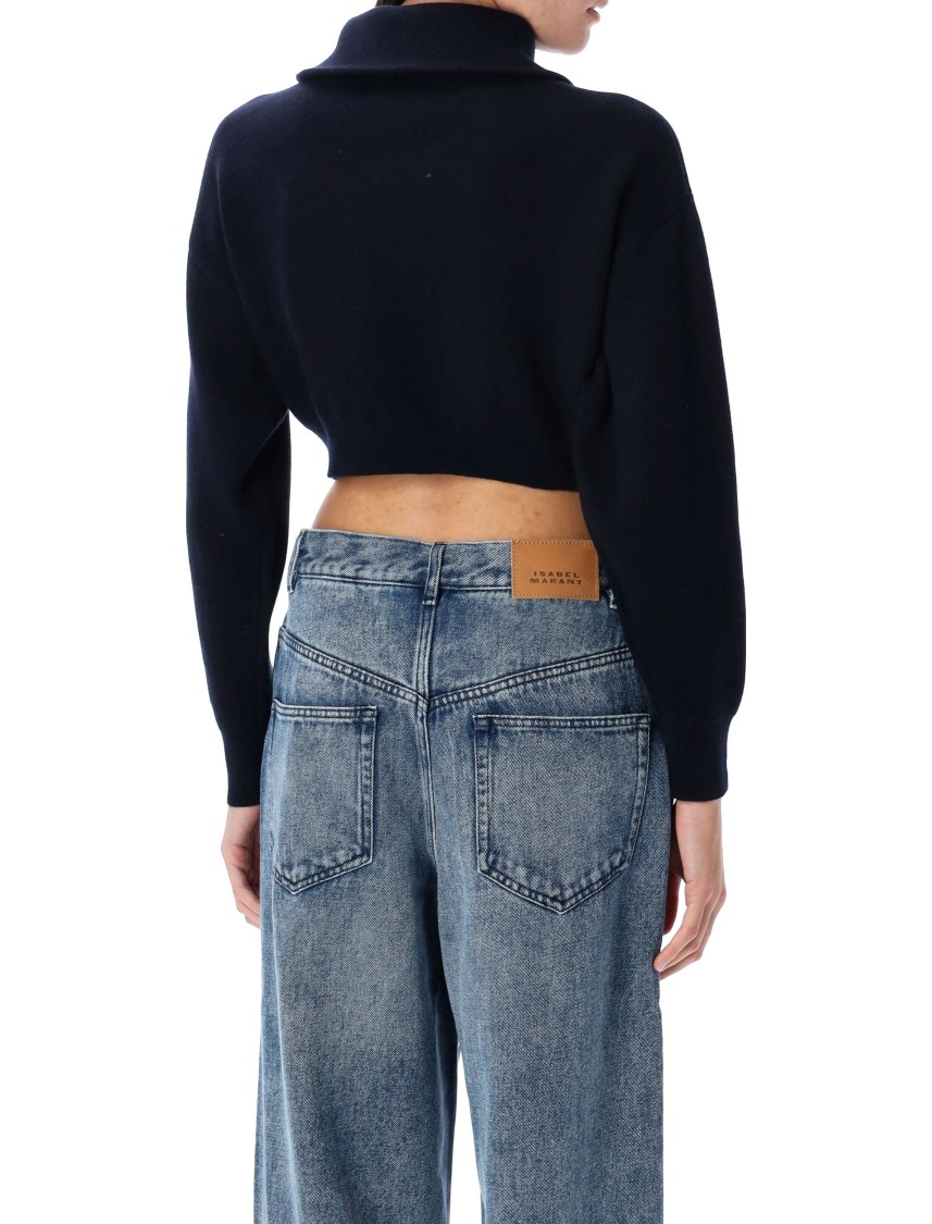 Isabel Marant Étoile Oxane Logo Embroidered Cropped Cardigan In Black